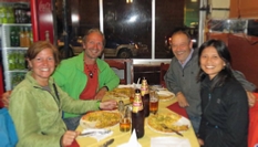 mit Janice und Gregor beim Pizzaessen in Cusco